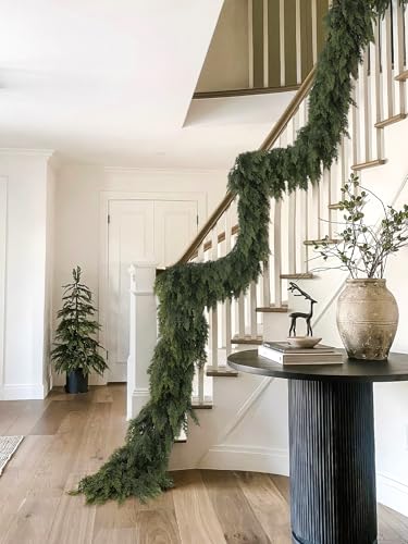 4PCS 9FT Christmas Cedar Garland Realistic Thick Soft Christmas Decorations - color: Green, size: 9 ft