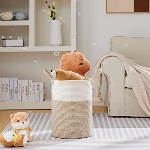 VIPOSCO 53L Tall Woven Laundry Basket Hamper, White Brown - color: Brown, size: 53L