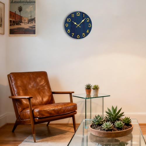 Blue Small Wall Clocks Battery Operated, 8 Inch Silent Wall Clock - size: 8 Inch