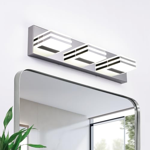LED Vanity Lights 20in Bathroom Lights Fixtures over Mirror 3 Light LED Lighting Fixture for Bathroom 18W Mirror Lighting Fixture Modern Bath Light Bar Chrome Bath Lamps 6000K Vanity Wall Scone - color: Chrome-Not-Dimmable, size: 3-Light, 20-Inch