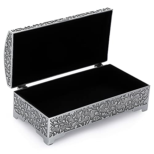 Hipiwe Vintage Metal Jewelry Box Treasure Chest Case Ring Holder, Medium - size: Medium