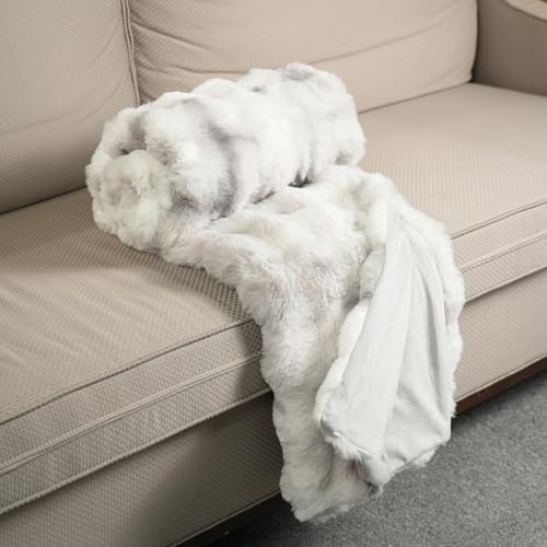 MERRYLIFE Luxury Plush Tie Dye Grey Faux Fur Throw Blanket for Couch 60"80" - color: Tie Dye Grey, size: 60"*80"