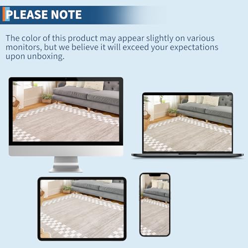 GarveeHome 4x6 Area Rug Small Washable Living Room Rug Scalloped Rug - color: Scalloped Fog/Ivory, size: 4' x 6' (Rectangular)