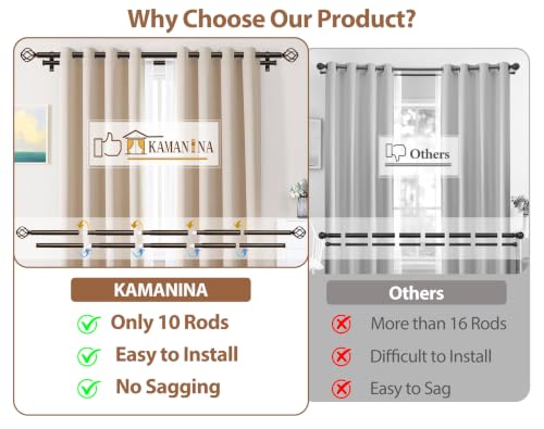 KAMANINA 1 Inch Double Curtain Rod 72 to 144 Inch, Long Drapery Rod, Bronze - color: Antique Bronze, size: 72-144"