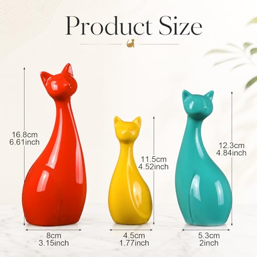 Qunclay 3 Pcs Mid Century Modern Decor Midcentury Ceramic Cats