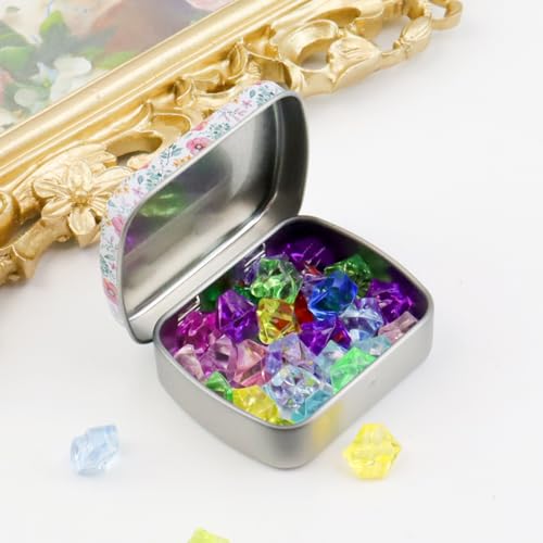 4pcs Rose Red Flower Pattern Empty Hinged Tin Box Metal Storage Box - color: Rose Red Flower