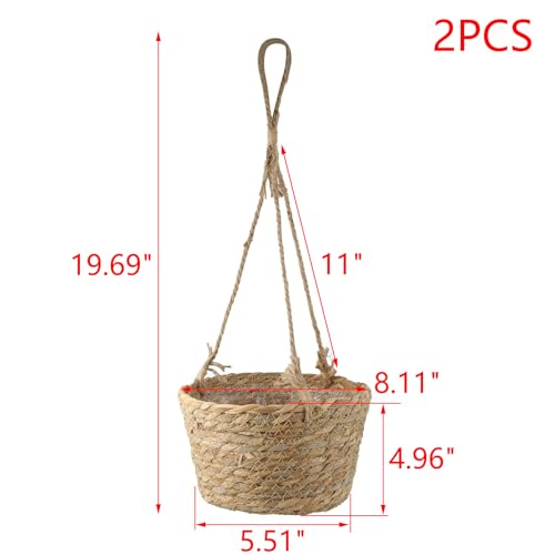 MY MIRONEY 2PCS Hanging Planter Basket, Khaki - size: 8.11" x 4.96"