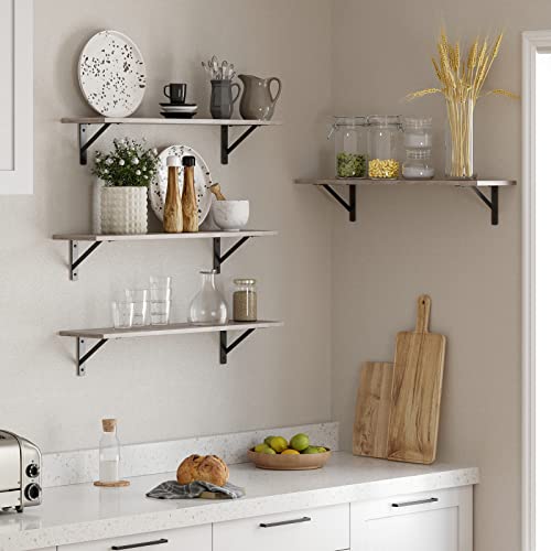 DINZI LVJ Wall Shelves, 23.6" Long Floating Shelves with Metal Brackets - color: Greige, size: 23.6 Inch