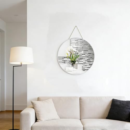 Funerom Round Wall Mirror 15.4 Inches Circle Mirror Bathroom Mirrors,White - color: White, size: 15.4"L x 15.4"W