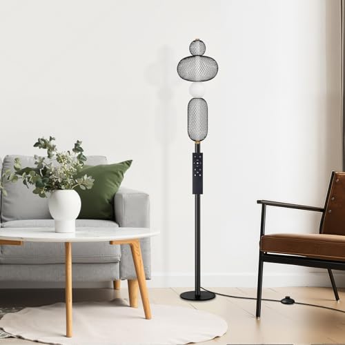 NUÜR Modern Black Floor Lamp, Dimmable LED Standing Lamp with Remote