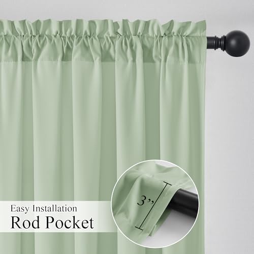 NICETOWN Non-See-Through Sage Green Privacy Semi Sheer Curtains for Living Room 84 inches Long 2 Panels, Rod Pocket Light Filtering that Let Light in Window Drapes for Bedroom, W52 x L84 in, Sage - color: Sage Green, size: 52"W x 84"L (Pack of 2)