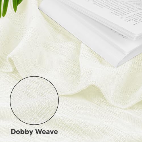 Utopia Bedding 100% Cotton Thermal Blanket Ivory Queen, 90x90 Inches - color: Ivory, size: Queen