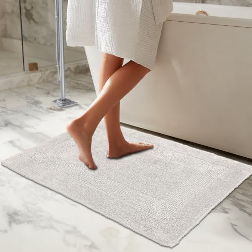 COTTON CRAFT Bath Rugs - 2 Pack Large 20x30 Soft Plush Bath Mats - Platinum - color: Platinum, size: 20x30 Inches