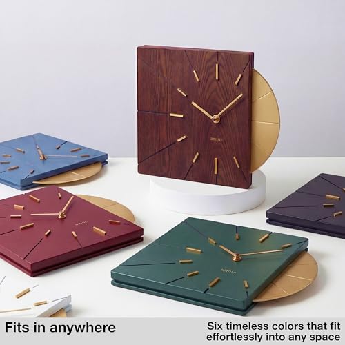 Driini Wood and Gold Mid Century Modern Wall Clock, Battery Operated - color: Wood