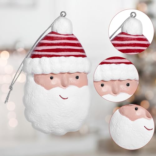 Santa Head and Stocking Ornament Set for Christmas Tree 2026 Hanging Decorations Figurine Home Décor 2PCS - color: Santa & Stocking