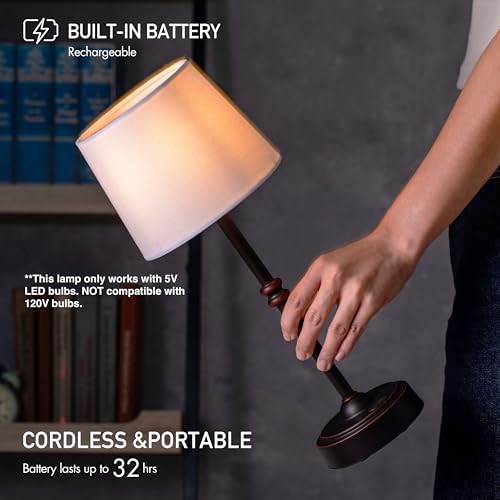 O'Bright Seraph Cordless Rechargeable LED Table Lamp, Oil-Rubbed Bronze - color: Oil-Rubbed Bronze