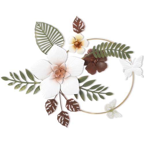 Otoolling 3D Metal Flower Wall Decor - 13.78'' Gold Circle Floral Wall Art