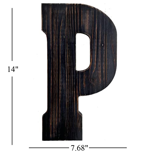 Big Letter Wall Art for Living Room, Bathroom, Bedroom, and Home Decor, Rustic Farmhouse Lettering for Family Last Names, Large Decorative Wood, 14” x 10”(Big P) - color: Big P