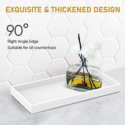 Silicone Bathroom Tray,Shatterproof Bathroom Vanity Tray(White 10.6*5.1 in) - color: White, size: Large (10.6" x 5.1" x 0.8")