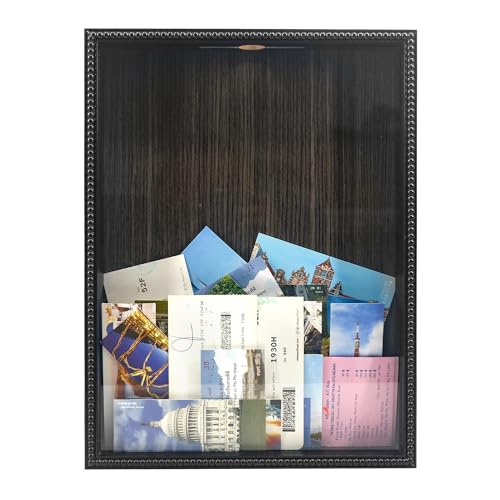 FramePro Travel Shadow Box Frame Black 12x16 Top Loading with Slot Uniqle Beaded Design for Movie Tickets Rainy Fund Events Concert Drink Beer Caps - color: Black Beads, size: 12x16