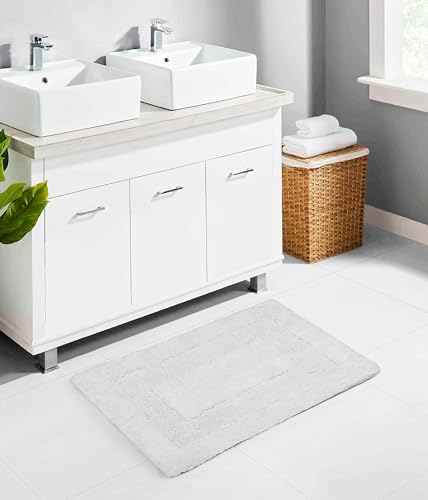 COTTON CRAFT 2 Pack Reversible Bath Mat - Soft Plush Bath Rug -17x24- White - color: White, size: 17x24 Inches