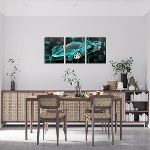 Feelyou TealBlue Race Wall Art 12" x 16" x 3 - color: Calamine Blue