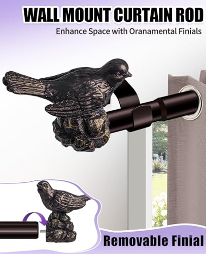 1 or 7/8 Inch Bird-Shaped Decorative Finials for Curtain Rods,Vintage Oil Bronze Curtain Rod Ends Metal Curtain Rod Finials Ends Easy to Install Set of 2 Rod End - color: Oil Rubber Bronze