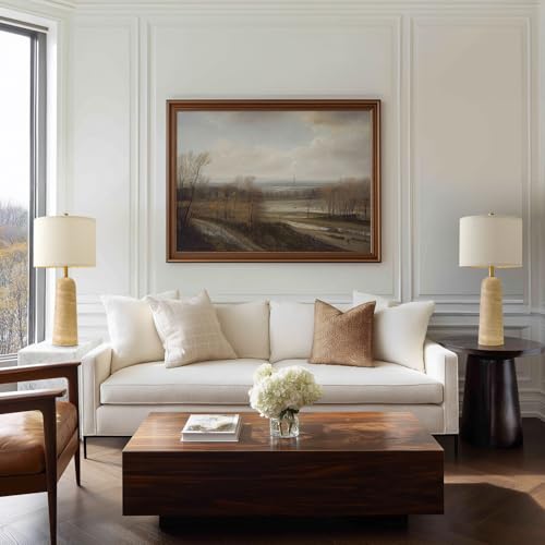 BOBOMOMO Modern Table Lamp Set of 2, Warm Beige Resin Lamp with Natural Stone Look, 27.25" Lamps for Living Room with Linen Shades, Bedside Lamp for Bedroom, Living Room, Nightstand, Entryway - color: Warm Beige, size: 27.25"