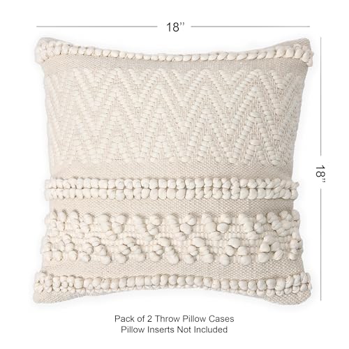 · REDEARTH · Boho Textured Handwoven Throw Pillow Cases - Boho Chic Natural - color: Boho Chic Natural, size: 18" x 18" (Pack of 2)
