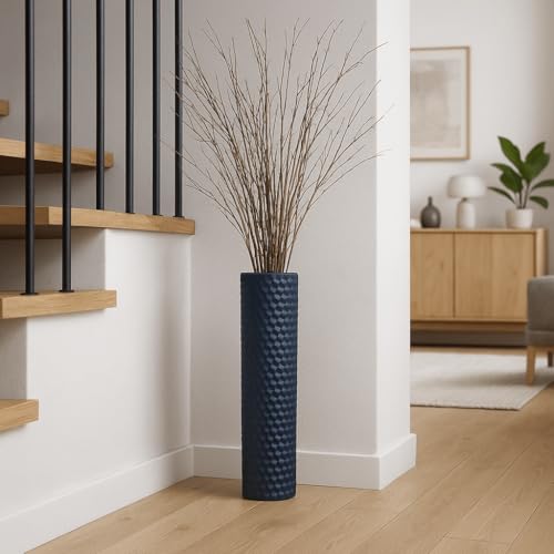 Leewadee Set of 2 Large Floor Vases Metal for Pampas Grass - color: Black