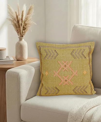 Indian Cotton Cushion Cover Sabra Kilim Pillow Cover Designer Decorative Sofa 18x18 Inche Handwoven Cushion Case for Farmhouse Home Decor Spring Decorative Pillow (Pattern 2) - color: Pattern 2
