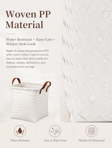Wicker Storage Baskets, 4 Pack Woven Baskets for Shelves, White - color: Square White