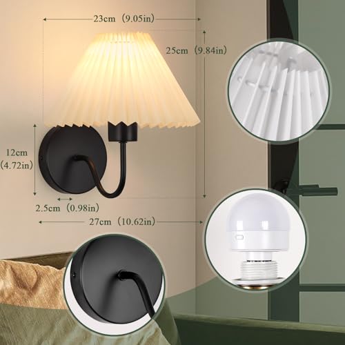 ADISUN Wall Sconces Sets of 2 RGB Battery Operated Wall Sconces for Bedroom Dresser Classic Black Wall Lamp with Remote for Living Room Bathroom Dining Room Corridor Staircase (2 Bulbs Included) - color: Black