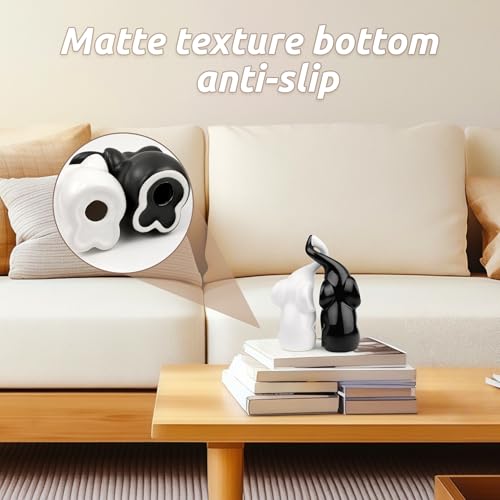 QINJIEJIE Elephant Figurines Loving Gifts for Couples Ceramic Elephant - color: Black & White