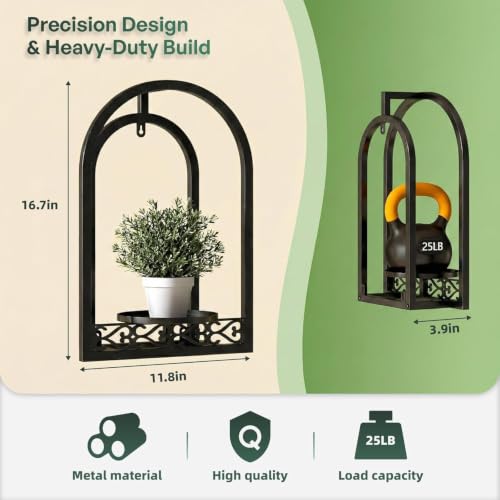 3 Pack Wall Plant Stands Indoor, wall Mounted Plant Holders, Black - color: 3 Pack Black