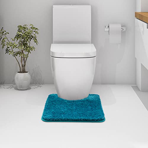 MIULEE Teal Toilet Bathroom Rug U-Shaped Microfiber Bath Mat 20x24 Inch - color: Teal, size: 1'8" x 2' (U-Shape)