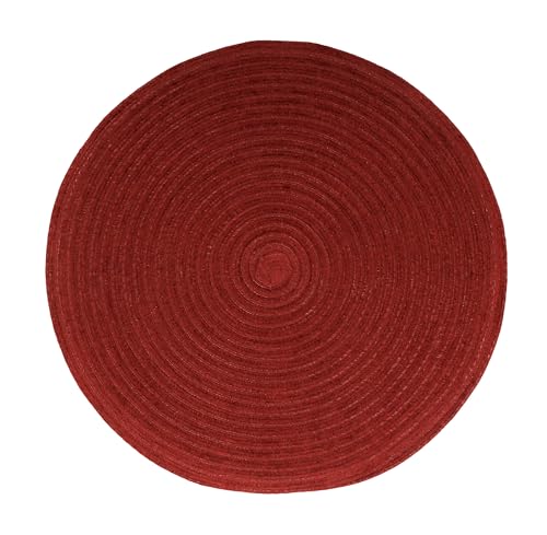 Eden Woven Braided Velvet Table Placemats 15 Inches Round Set of 6 Non-Slip Dining & Kitchen Table Mats Burgundy - color: Burgundy