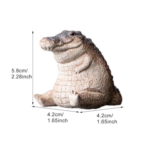 Kakalote Alligator Statue Ornament, Cute Mini Crocodile Statue Resin Animal Sculpture Decoration, 1.7" Fat Tea Pet Alligator Statue Ornament for Indoor Outdoor Home Garden Decoration