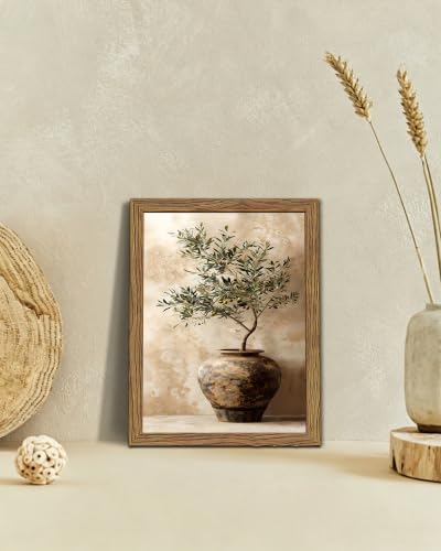 Olive Tree Canvas Wall Art, Botanical Canvas Framed Poster Painting Print Picture, Vintage Rustic Farmhouse Green Plant Artwork, Nature Wall Decor for Living Room Kitchen Bedroom Home Decoration 8x10 Inch - color: A-Olive Tree, size: 10"L x 8"W
