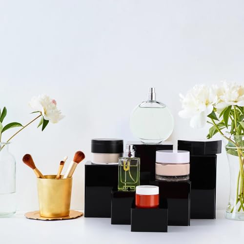 Thyle Square Acrylic Risers Display Stands, Black, 12 Pcs - color: Black