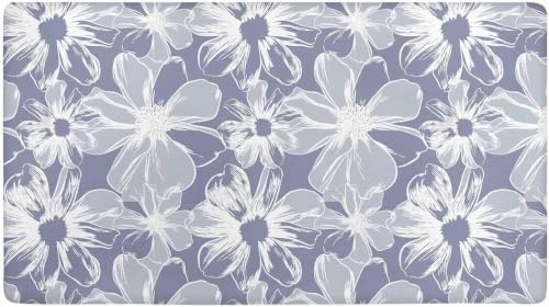 Kitchen Floor Mat 36x20in Waterproof Anti-Fatigue Kitchen Mats - color: Grey White Flowers