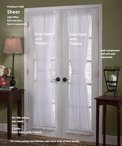 Today's Curtain, Emelia Door Panel Sheer 40", White, 41" W x 40" L, with Tieback - color: White, size: 41"W x 40"L (Pack of 1)