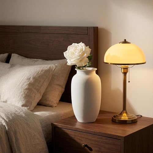 11 inch Tall Handcrafted Large White Ceramic Vase for Flowers, Home Decor - size: 11”H × 6”W