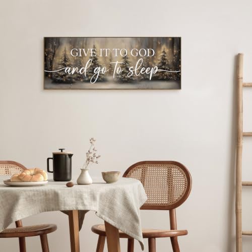 TLESKE Christmas Give It to God and Go to Sleep Sign Large Wall Art 15x40 - color: sleep-C
