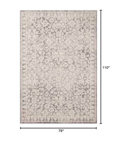 Loloi Magnolia Home Gigi Grey/Ivory 6'-7" x 9'-2" Area Rug - color: Grey / Ivory, size: 6'7" x 9'2" (Rectangular)