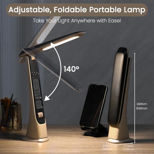 WILIT Rechargeable Lamps Cordless Table Lamp, Foldable Portable Desk Lamp, Battery Operated Lights with Stepless Brightness&Time Display for Home Office, Book Lights, Desk Accesories, Tea White - style: Classic-Tea White