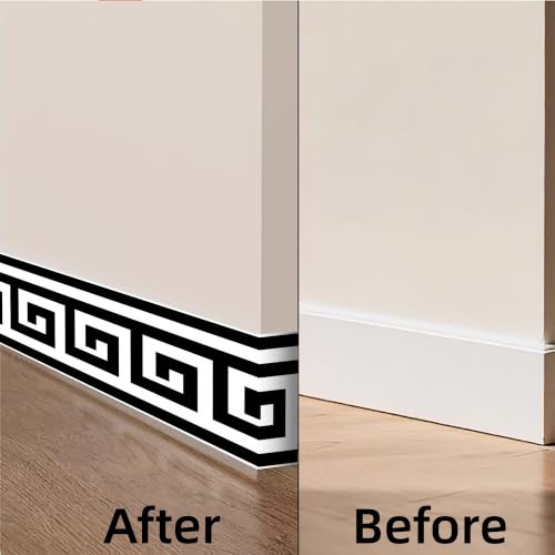 Greek Key Peel and Stick Wallpaper Border, 4.7 in x 32.8 ft - color: Black/White, size: 4.7" x 393.7"