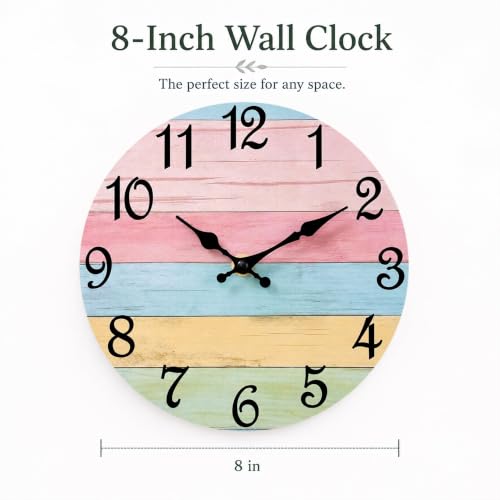 CHYLIN Wall Clock Silent Non-Ticking Battery Operated Pink Green Colorful - color: C-pink Blue, size: 8 inch