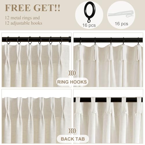 AUSSPVOCT Pinch Pleated Sheer Curtains 90 Inches Long for Living Room - color: Natural, size: 40"W x 90"L (Pack of 2)