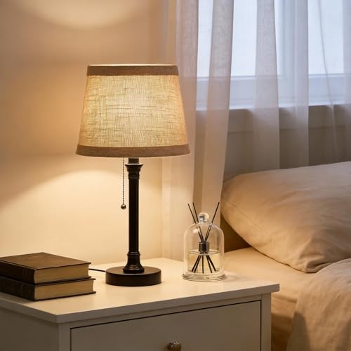 Oneach 19.5" Small Table Lamp for Bedroom - Bedside Lamps for Nightstand - color: Black-1